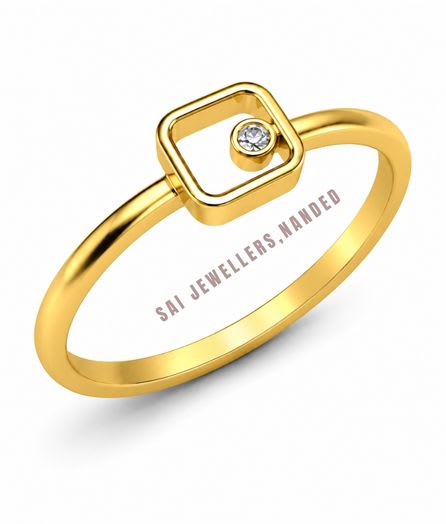 Square Open Gold Ring view 3