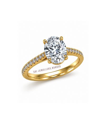 Oval Solitaire Gold Ring view 2