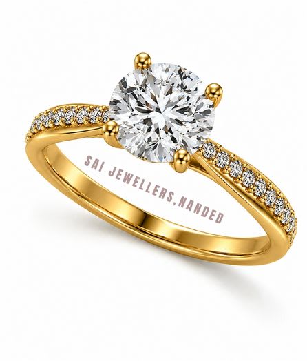 Round Solitaire Gold Ring view 2