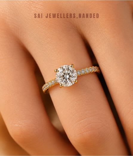 Round Solitaire Gold Ring view 3