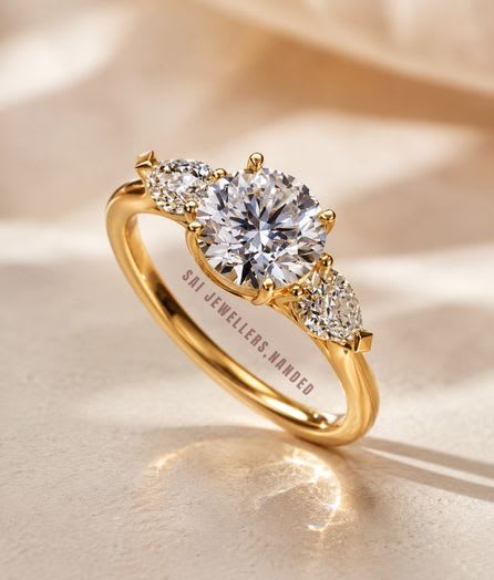 Three Stone Gold Ring - View 1