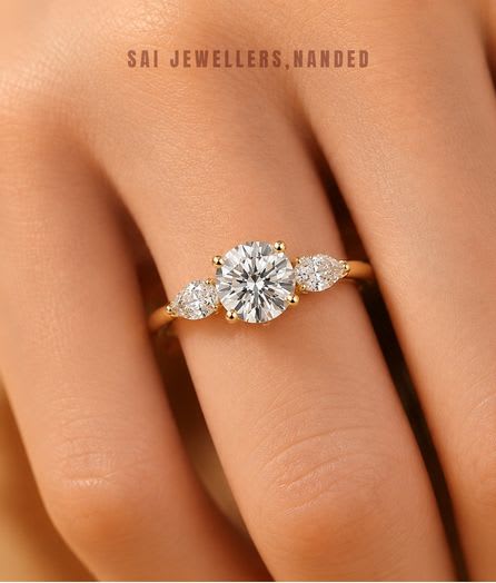 Three Stone Gold Ring view 3