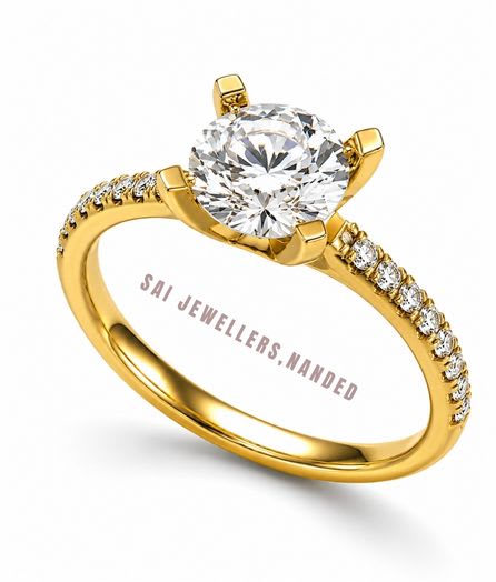 Round Solitaire Gold Ring view 2