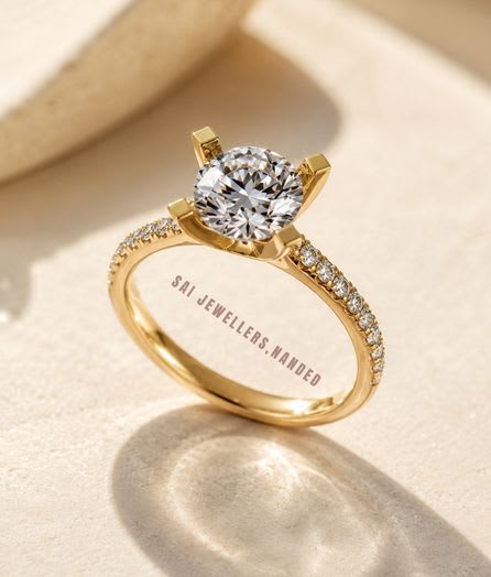 Round Solitaire Gold Ring - View 1