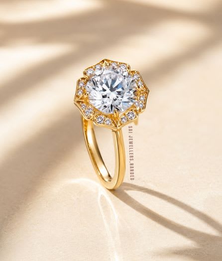 Floral Halo Gold Ring - View 1