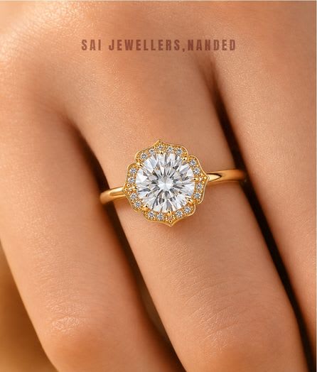 Floral Halo Gold Ring view 3