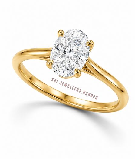 Oval Solitaire Gold Ring view 2