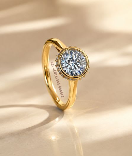 Bezel Halo Gold Ring - View 1