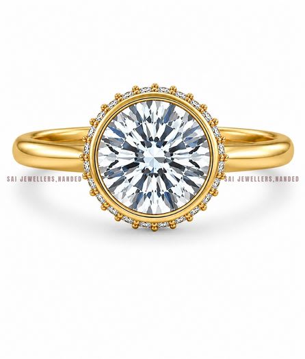 Bezel Halo Gold Ring view 2