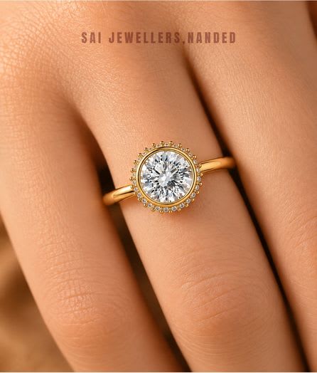 Bezel Halo Gold Ring view 3