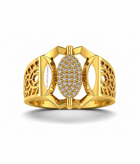 Oval Mesh Gold Ring view 2