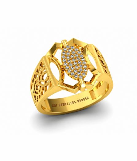 Oval Mesh Gold Ring view 3