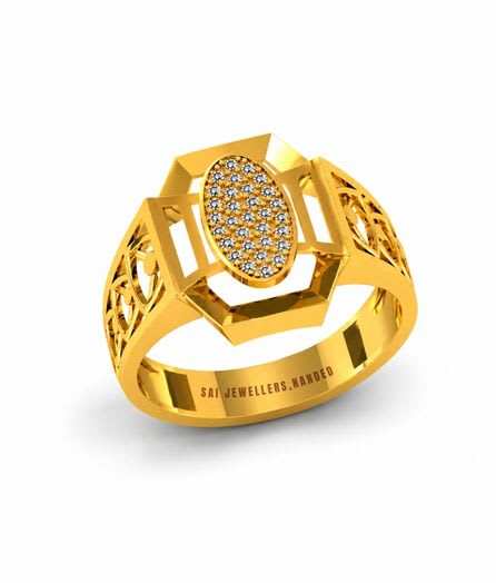 Oval Geometric Gold Ring view 3