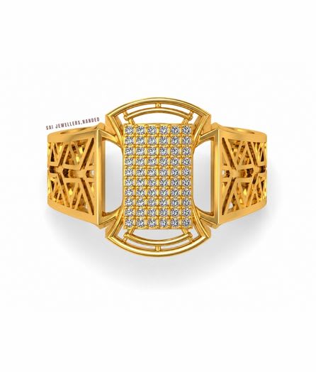 Geometric Lattice Gold Ring view 2