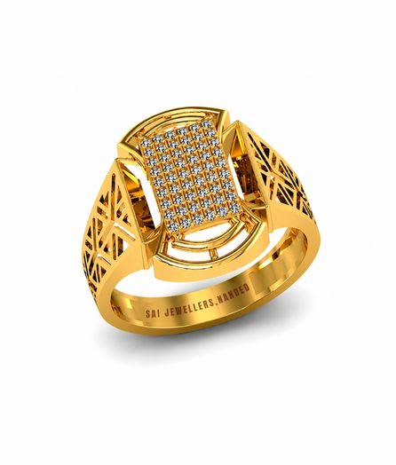 Geometric Lattice Gold Ring view 3