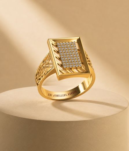 Geometric Frame Gold Ring - View 1
