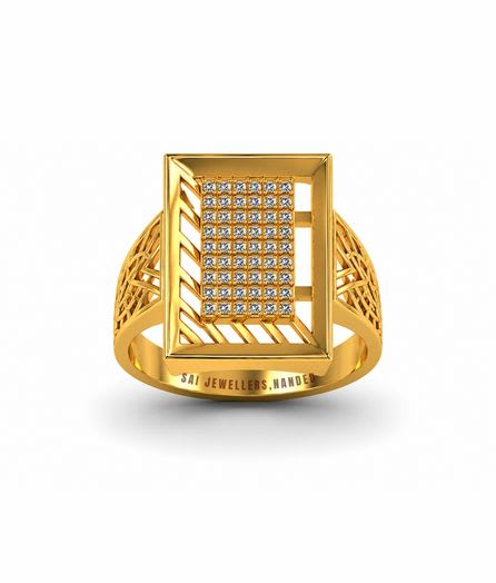 Geometric Frame Gold Ring view 3
