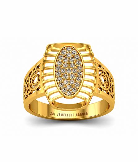 Oval Lattice Gold Ring view 2