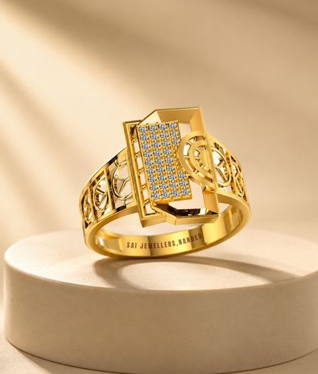Geometric Frame Gold Ring - View 1