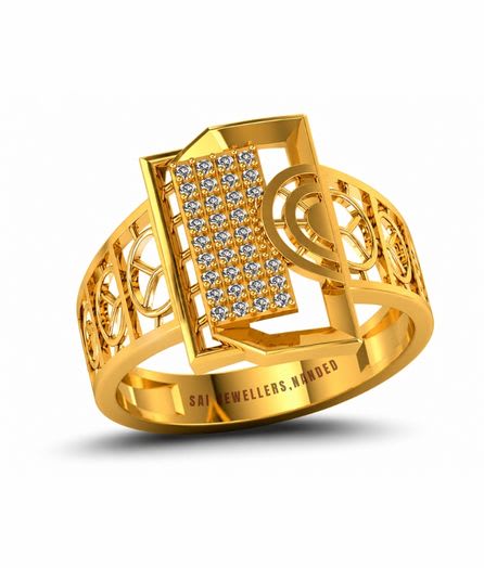 Geometric Frame Gold Ring view 2