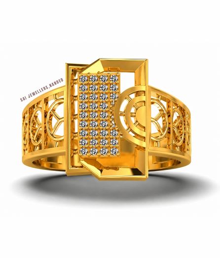 Geometric Frame Gold Ring view 3