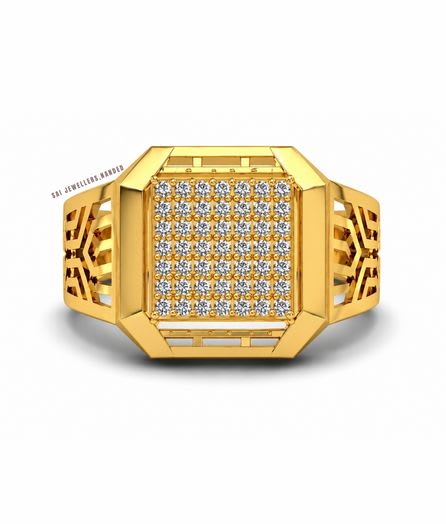 Hexagonal Frame Gold Ring view 2