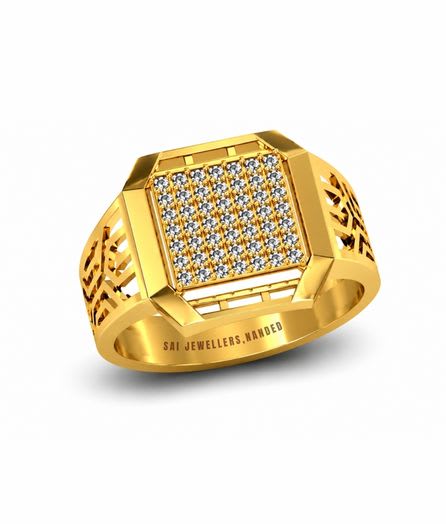 Hexagonal Frame Gold Ring view 3