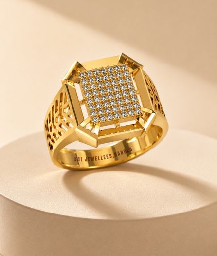 Crown Grid Gold Ring - View 1
