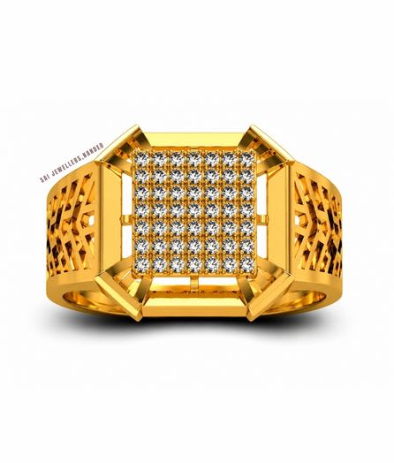 Crown Grid Gold Ring view 2