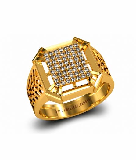 Crown Grid Gold Ring view 3