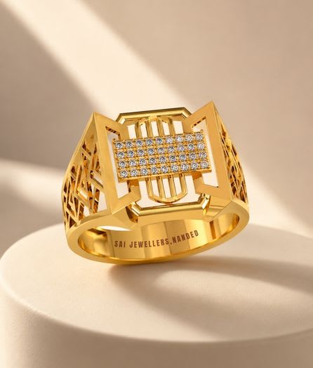 Royal Grid Gold Ring - View 1