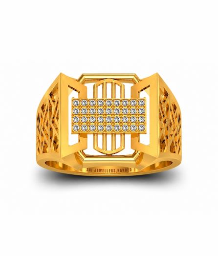 Royal Grid Gold Ring view 2