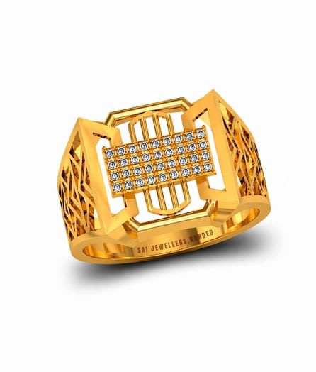Royal Grid Gold Ring view 3