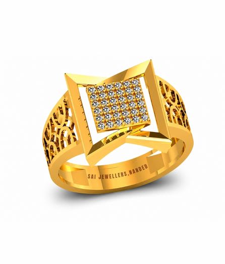 Diamond Frame Gold Ring view 3