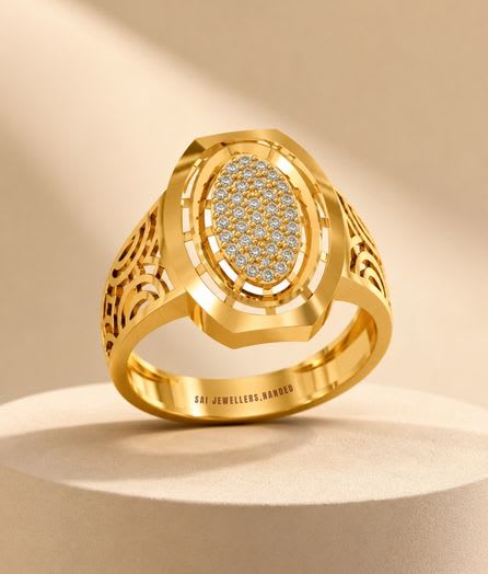 Oval Medallion Gold Ring - View 1