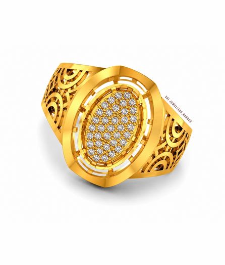 Oval Medallion Gold Ring view 2