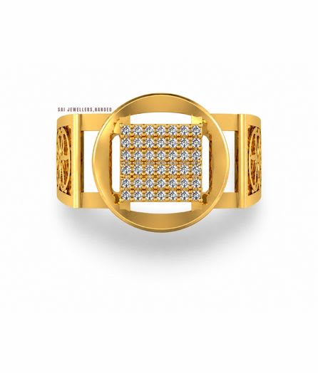 Rounded Square Gold Ring view 2