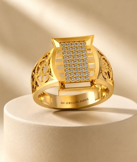 Regal Gridwork Gold Ring - View 1