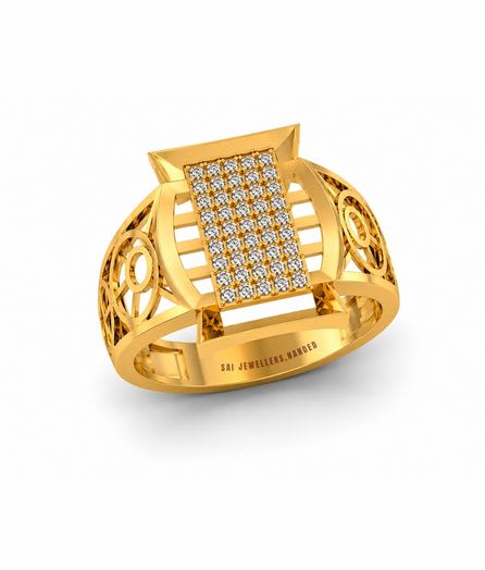 Regal Gridwork Gold Ring view 2