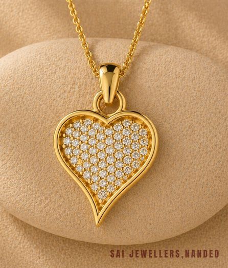 Sparkling Heart Gold Pendant - View 1