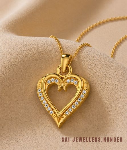 Ornate Heart Gold Pendant - View 1