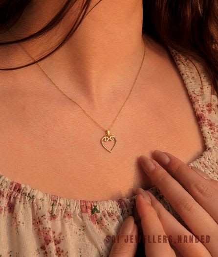 Bow Heart Gold Pendant view 2