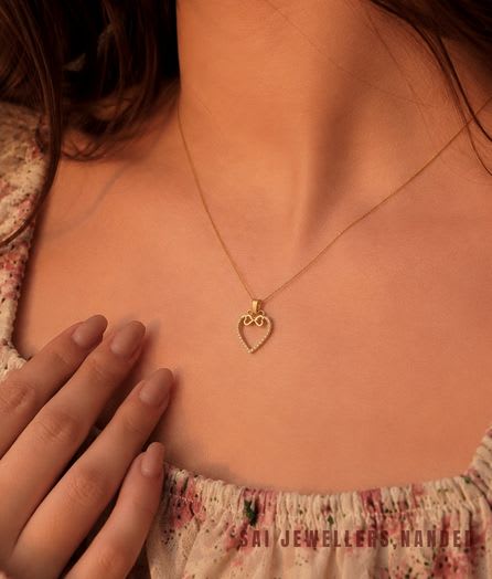 Bow Heart Gold Pendant view 3
