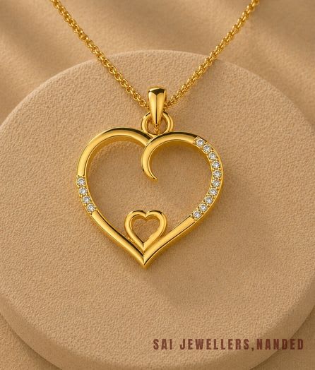 Heart Within Heart Gold Pendant - View 1