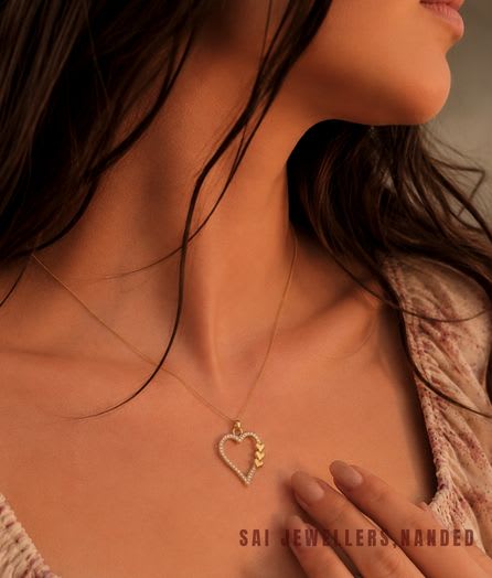 Triple Heart Accent Gold Pendant view 2