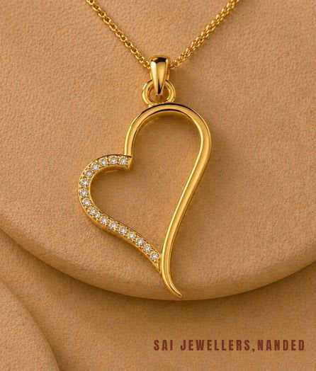 Asymmetrical Heart Gold Pendant - View 1