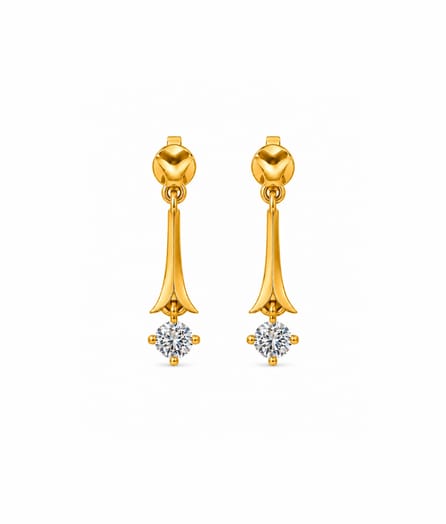 Floral Long Drop Gold Earrings view 2