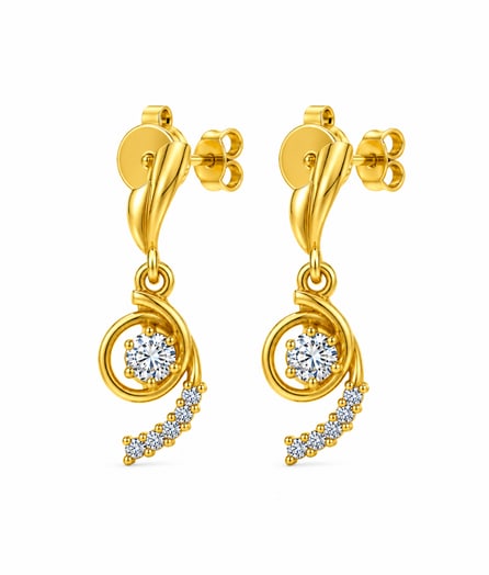 Elegant Curved Floral Gold Earrings view 3