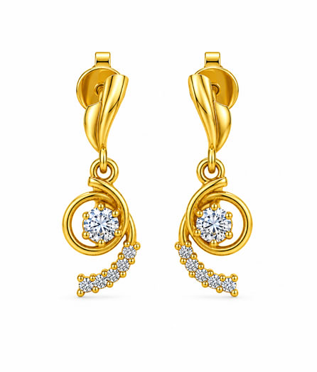 Elegant Curved Floral Gold Earrings view 2