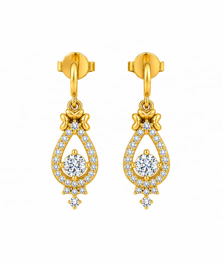 Teardrop Bow Gold Earrings view 2